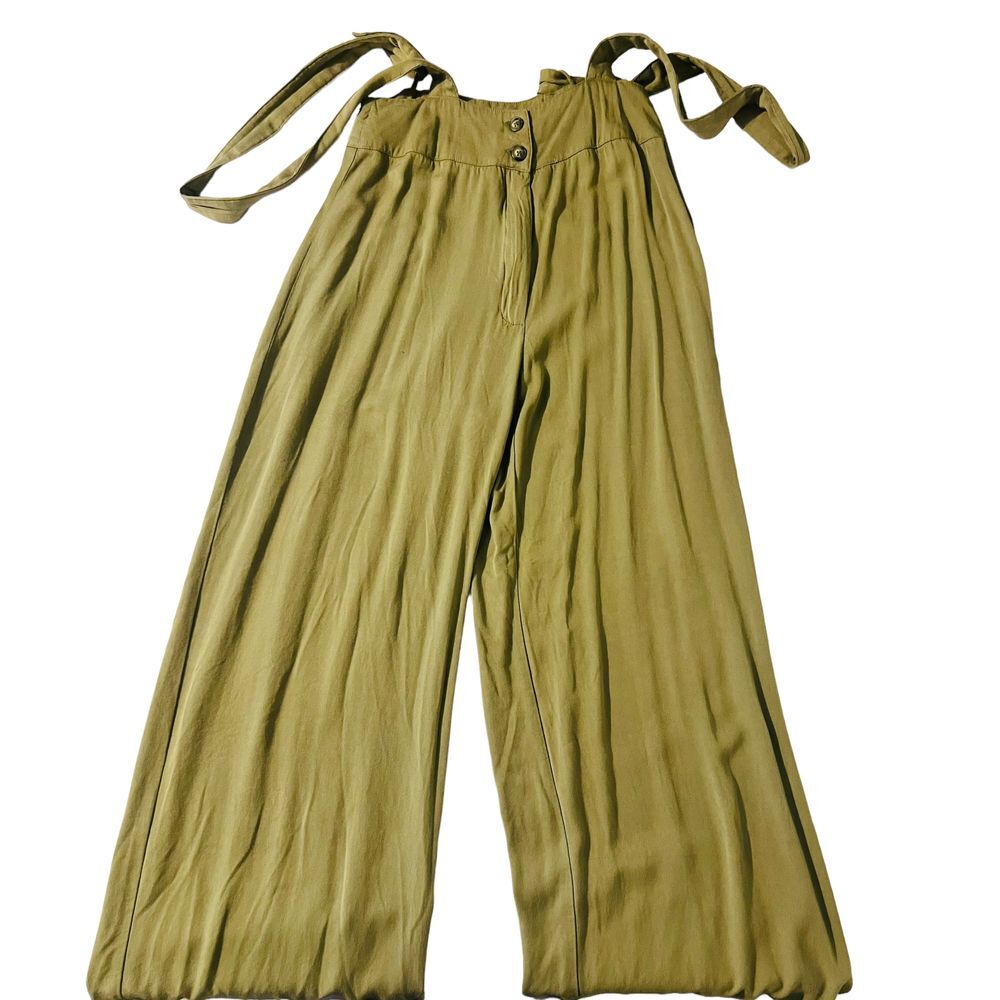 Entro Women's Overall Pants Trousers Adj Strap‎ Wide Leg Button Front Size Small